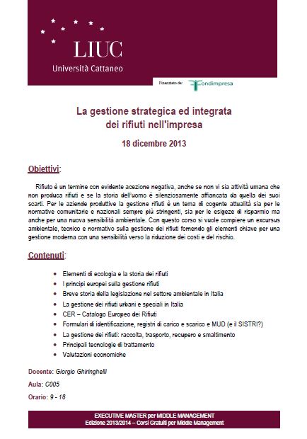 master middle managemento liuc 2014 - programma