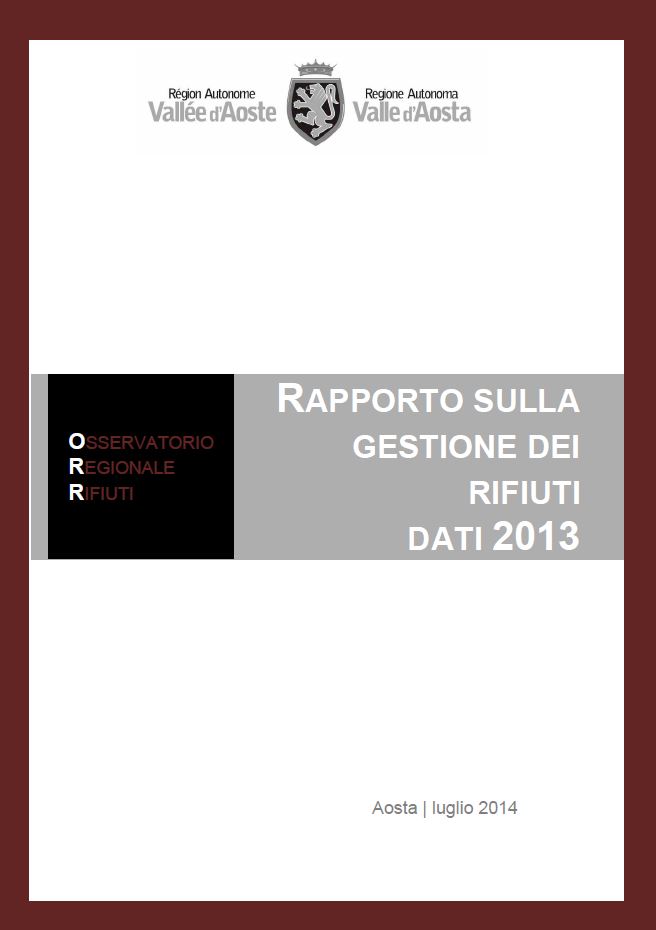 Copertina Rapporto Rifiuti VDA 2013