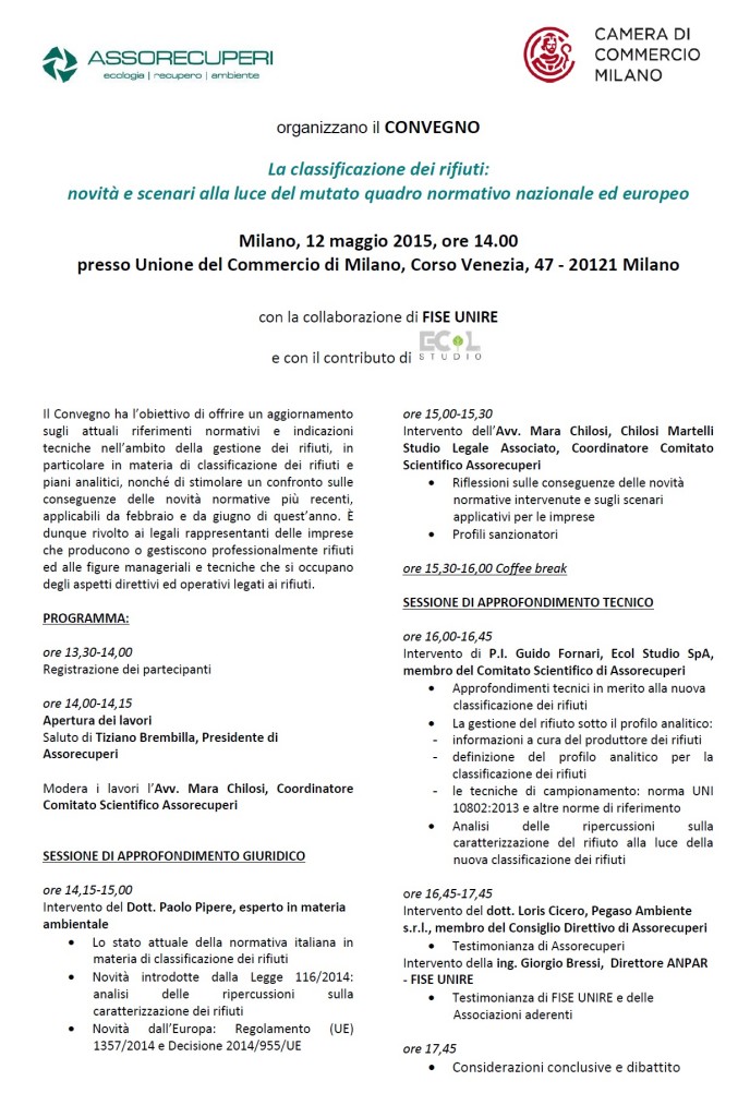 Convegno Assorecuperi CER 2015