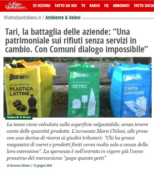 Articolo Tari IlFattoQuotidiano 12.06.2016 copertina